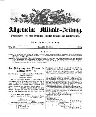 Allgemeine Militär-Zeitung Mittwoch 31. März 1875