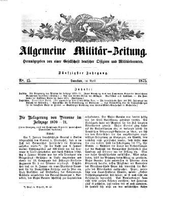 Allgemeine Militär-Zeitung Mittwoch 14. April 1875