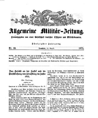 Allgemeine Militär-Zeitung Mittwoch 18. August 1875