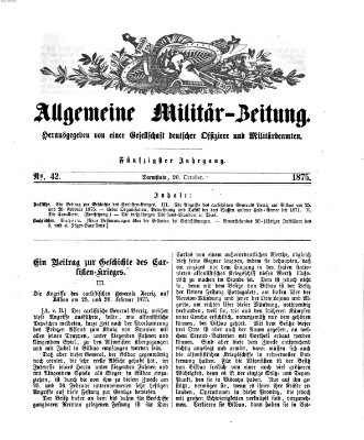 Allgemeine Militär-Zeitung Mittwoch 20. Oktober 1875