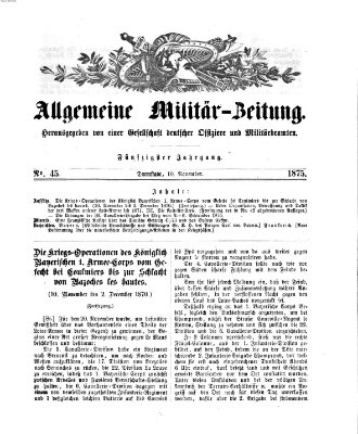 Allgemeine Militär-Zeitung Mittwoch 10. November 1875