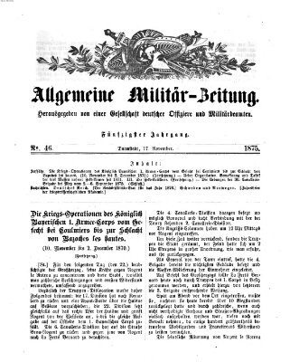 Allgemeine Militär-Zeitung Mittwoch 17. November 1875