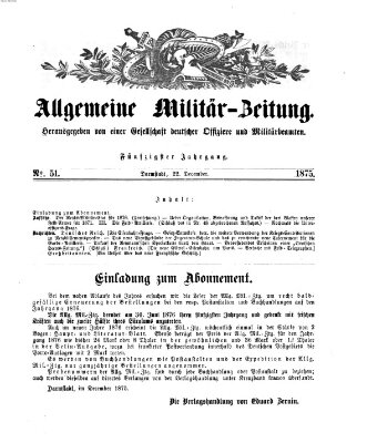 Allgemeine Militär-Zeitung Mittwoch 22. Dezember 1875