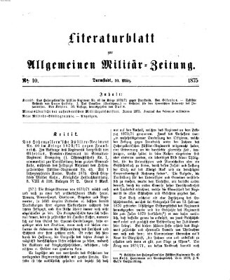 Allgemeine Militär-Zeitung Mittwoch 10. März 1875