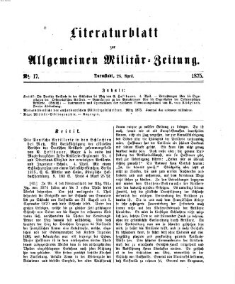 Allgemeine Militär-Zeitung Mittwoch 28. April 1875