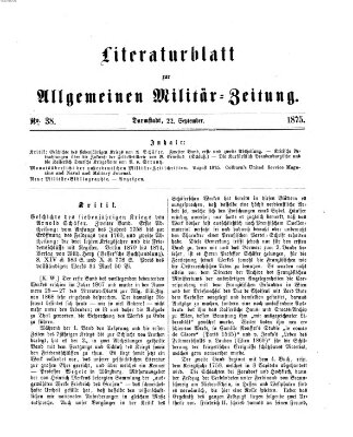 Allgemeine Militär-Zeitung Mittwoch 22. September 1875