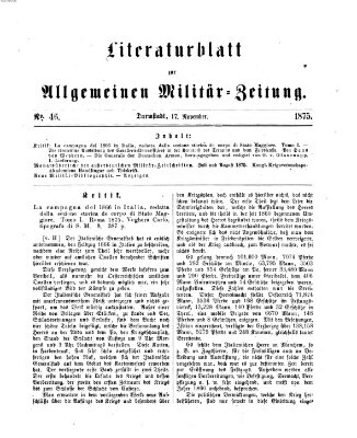 Allgemeine Militär-Zeitung Mittwoch 17. November 1875