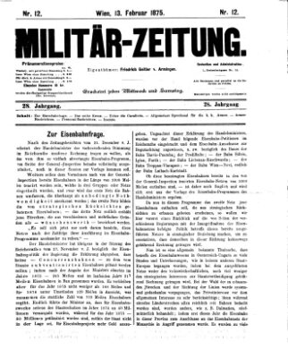 Militär-Zeitung Samstag 13. Februar 1875