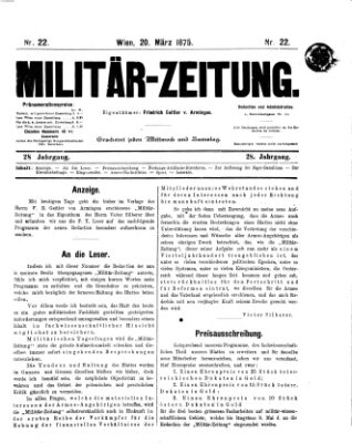 Militär-Zeitung Samstag 20. März 1875