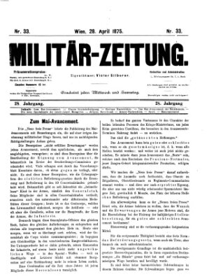 Militär-Zeitung Mittwoch 28. April 1875