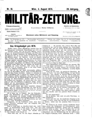 Militär-Zeitung Mittwoch 4. August 1875