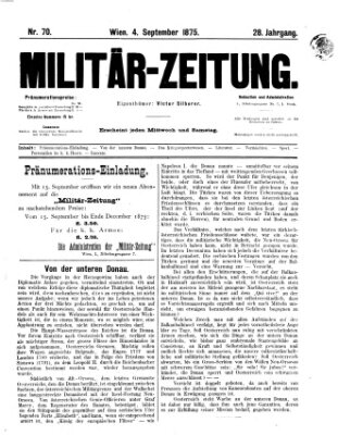 Militär-Zeitung Samstag 4. September 1875