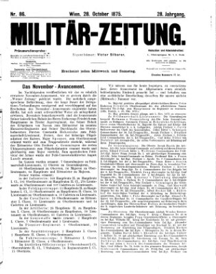 Militär-Zeitung Donnerstag 28. Oktober 1875