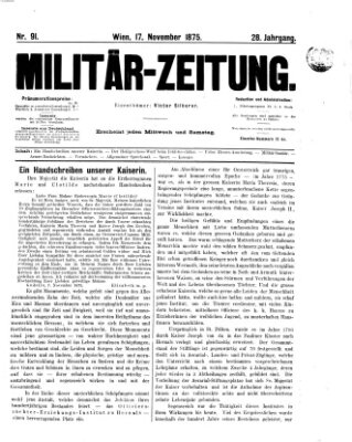 Militär-Zeitung Mittwoch 17. November 1875