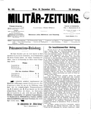 Militär-Zeitung Samstag 18. Dezember 1875