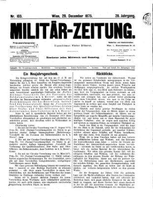 Militär-Zeitung Mittwoch 29. Dezember 1875