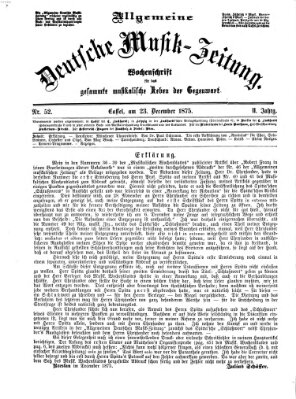 Allgemeine deutsche Musikzeitung Donnerstag 23. Dezember 1875