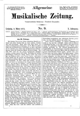 Allgemeine musikalische Zeitung Mittwoch 3. März 1875