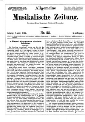 Allgemeine musikalische Zeitung Mittwoch 2. Juni 1875