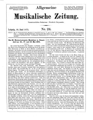 Allgemeine musikalische Zeitung Mittwoch 16. Juni 1875