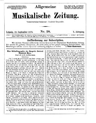 Allgemeine musikalische Zeitung Mittwoch 22. September 1875