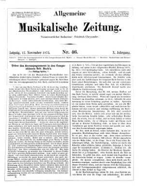 Allgemeine musikalische Zeitung Mittwoch 17. November 1875