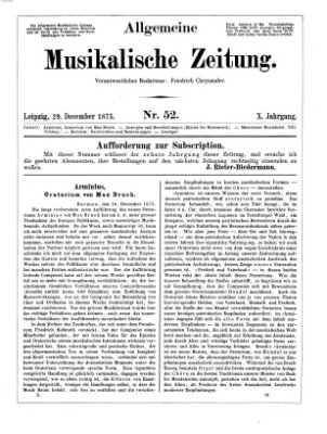 Allgemeine musikalische Zeitung Mittwoch 29. Dezember 1875