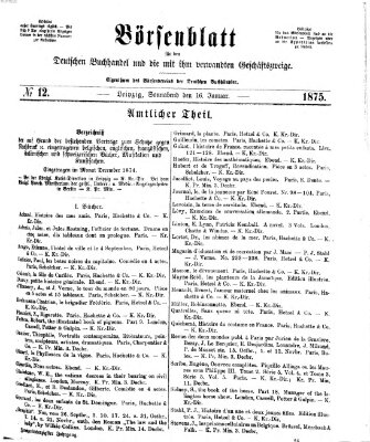 Börsenblatt für den deutschen Buchhandel Samstag 16. Januar 1875