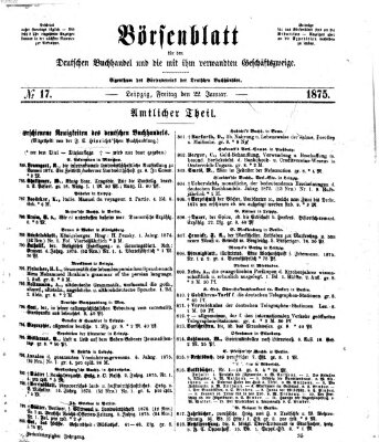 Börsenblatt für den deutschen Buchhandel Freitag 22. Januar 1875