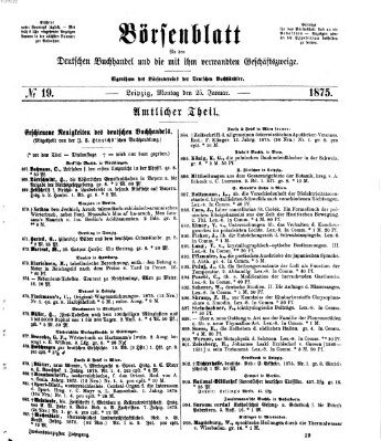 Börsenblatt für den deutschen Buchhandel Montag 25. Januar 1875