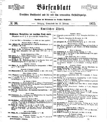 Börsenblatt für den deutschen Buchhandel Samstag 13. Februar 1875