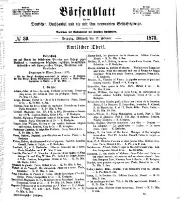 Börsenblatt für den deutschen Buchhandel Mittwoch 17. Februar 1875