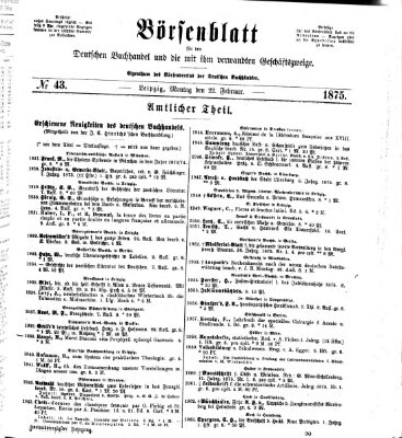 Börsenblatt für den deutschen Buchhandel Montag 22. Februar 1875