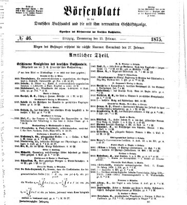 Börsenblatt für den deutschen Buchhandel Donnerstag 25. Februar 1875