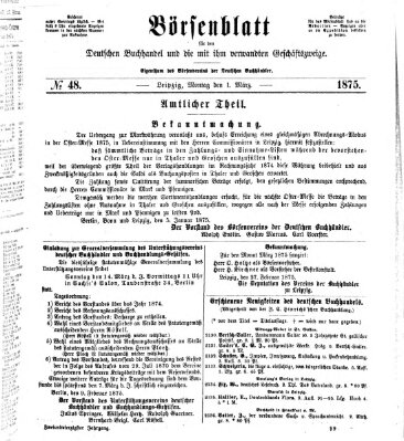 Börsenblatt für den deutschen Buchhandel Montag 1. März 1875