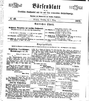 Börsenblatt für den deutschen Buchhandel Dienstag 2. März 1875