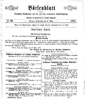 Börsenblatt für den deutschen Buchhandel Donnerstag 25. März 1875