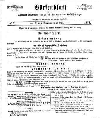 Börsenblatt für den deutschen Buchhandel Samstag 27. März 1875