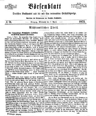 Börsenblatt für den deutschen Buchhandel Mittwoch 7. April 1875