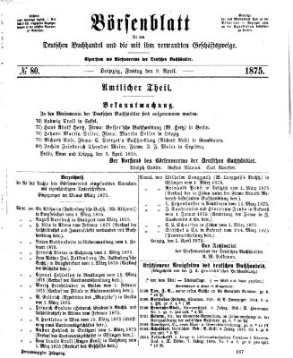 Börsenblatt für den deutschen Buchhandel Freitag 9. April 1875