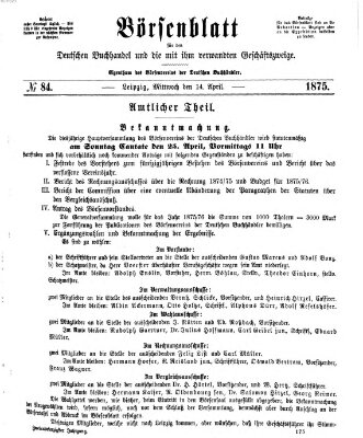 Börsenblatt für den deutschen Buchhandel Mittwoch 14. April 1875