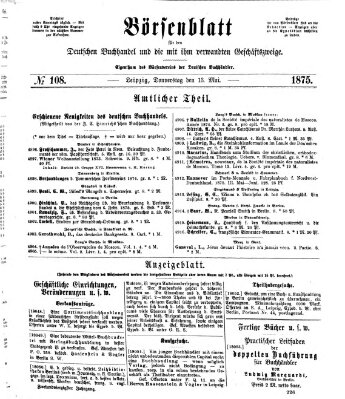 Börsenblatt für den deutschen Buchhandel Donnerstag 13. Mai 1875