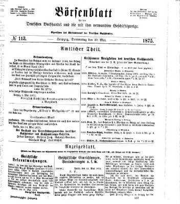 Börsenblatt für den deutschen Buchhandel Donnerstag 20. Mai 1875