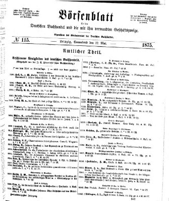 Börsenblatt für den deutschen Buchhandel Samstag 22. Mai 1875