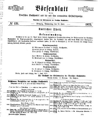 Börsenblatt für den deutschen Buchhandel Donnerstag 10. Juni 1875