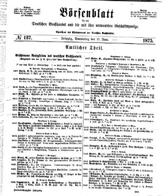 Börsenblatt für den deutschen Buchhandel Donnerstag 17. Juni 1875