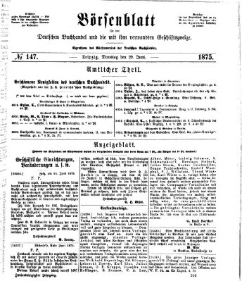 Börsenblatt für den deutschen Buchhandel Dienstag 29. Juni 1875