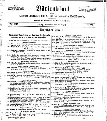 Börsenblatt für den deutschen Buchhandel Samstag 21. August 1875