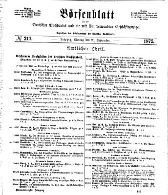 Börsenblatt für den deutschen Buchhandel Montag 20. September 1875