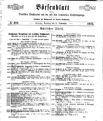 Börsenblatt für den deutschen Buchhandel Dienstag 21. September 1875